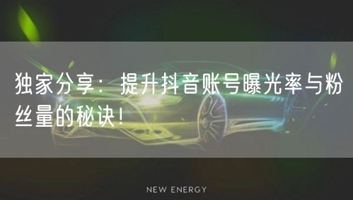 独家分享：提升抖音账号曝光率与粉丝量的秘