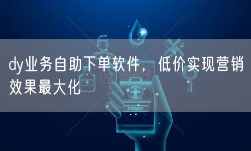 dy业务自助下单软件，低价实现营销效果最