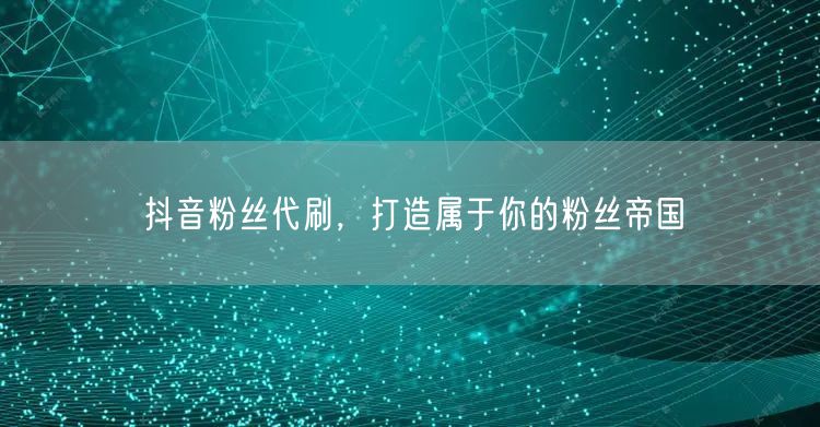 抖音粉丝代刷，打造属于你的粉丝帝国