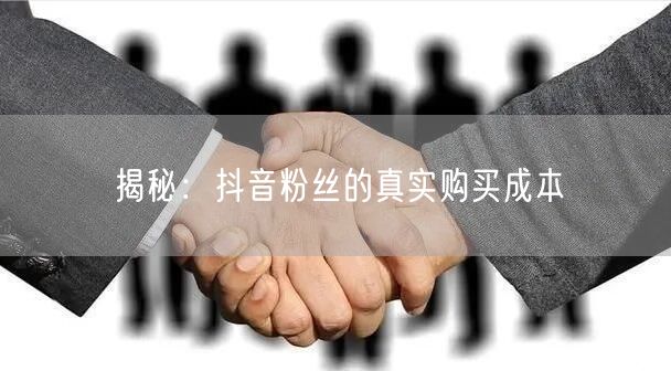 揭秘：抖音粉丝的真实购买成本