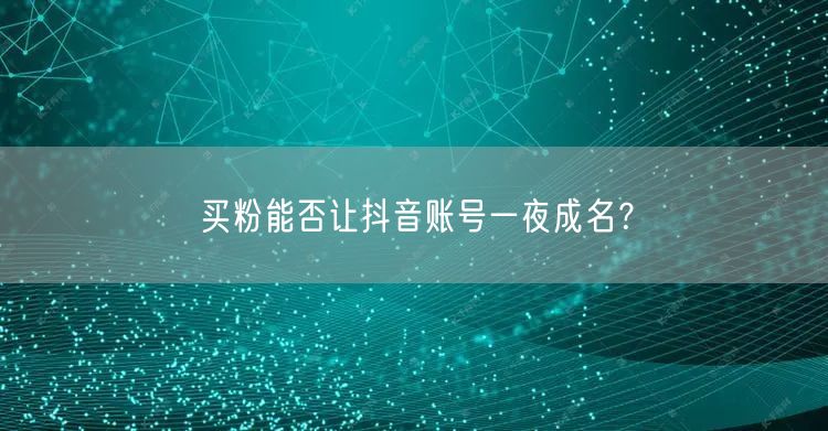 买粉能否让抖音账号一夜成名？