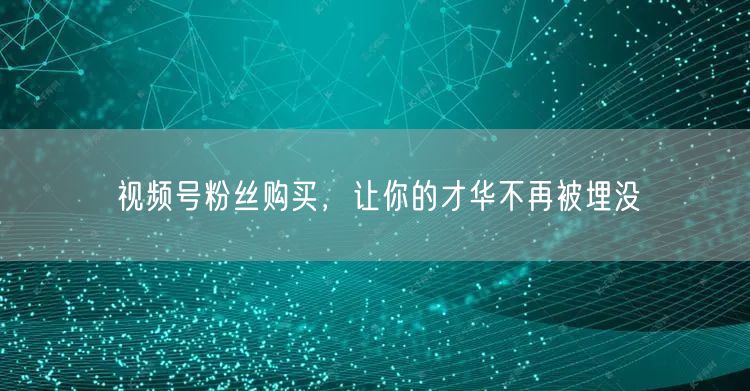 视频号粉丝购买，让你的才华不再被埋没