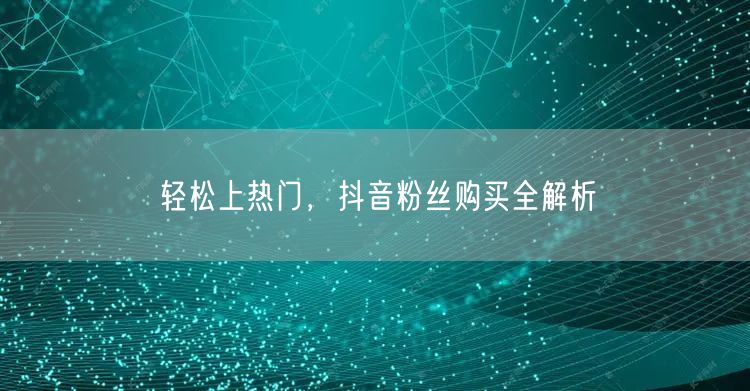 轻松上热门，抖音粉丝购买全解析