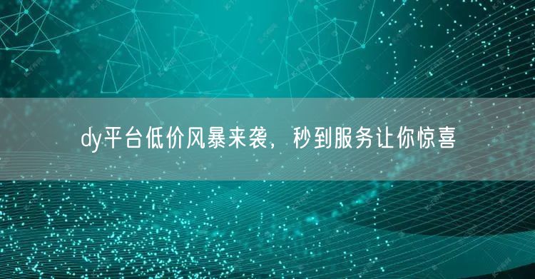 dy平台低价风暴来袭，秒到服务让你惊喜