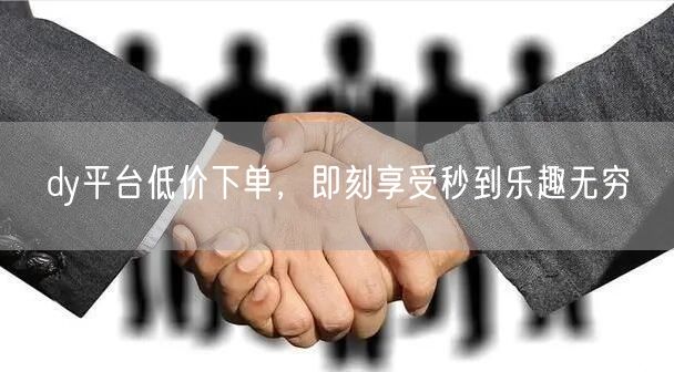 dy平台低价下单，即刻享受秒到乐趣无穷