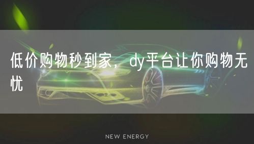 低价购物秒到家，dy平台让你购物无忧