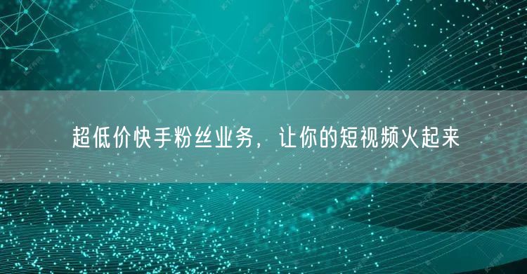 超低价快手粉丝业务，让你的短视频火起来