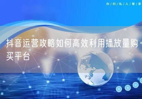 抖音运营攻略如何高效利用播放量购买平台