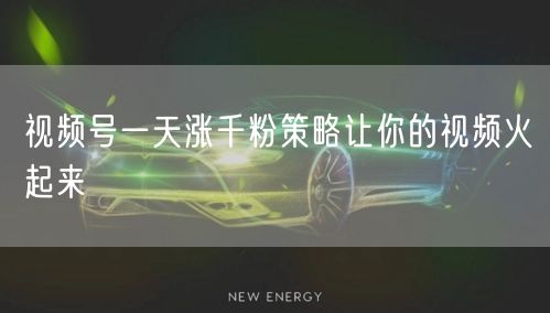 视频号一天涨千粉策略让你的视频火起来
