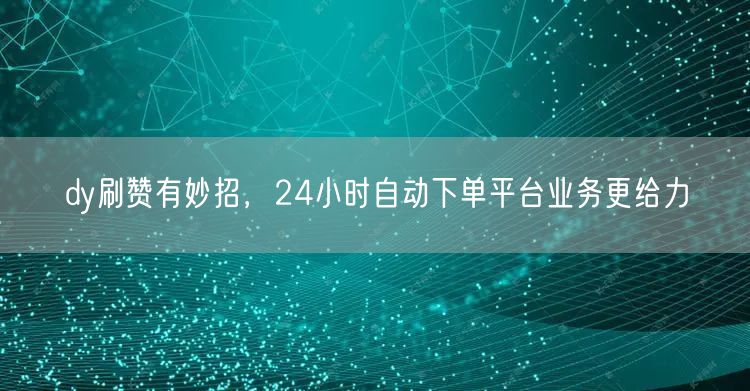 dy刷赞有妙招，24小时自动下单平台业务