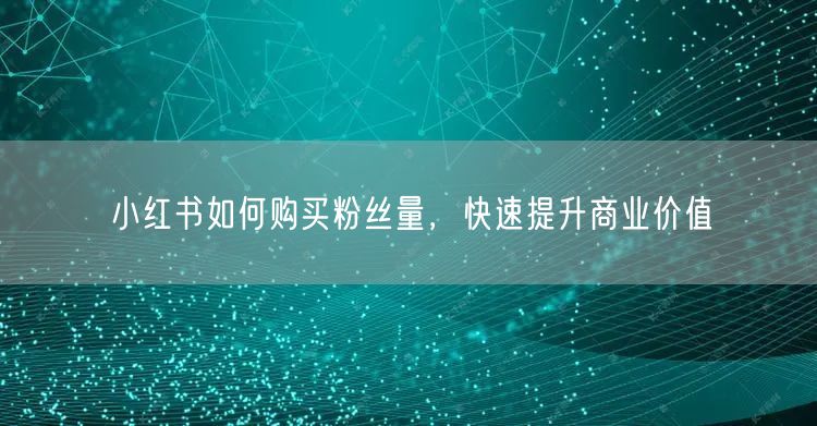 小红书如何购买粉丝量，快速提升商业价值