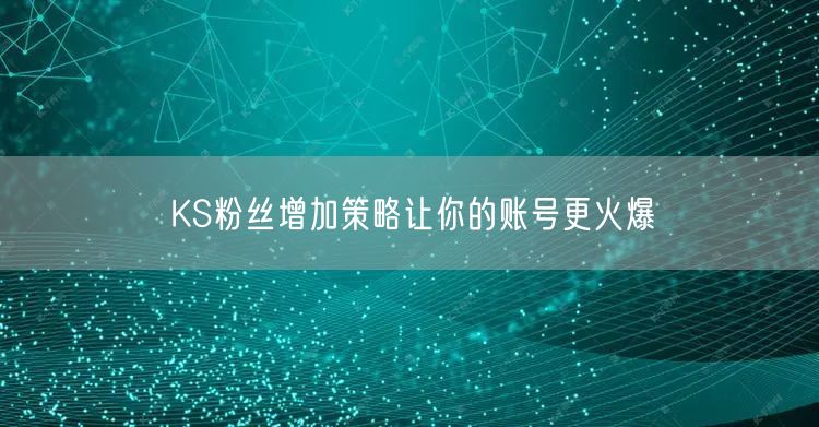 KS粉丝增加策略让你的账号更火爆