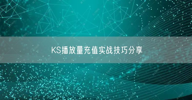 KS播放量充值实战技巧分享