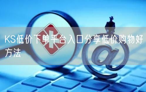 KS低价下单平台入口分享低价购物好方法