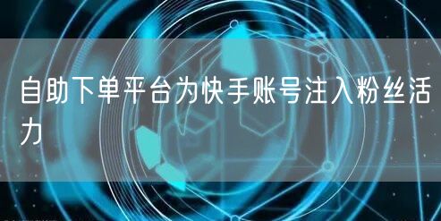 自助下单平台为快手账号注入粉丝活力