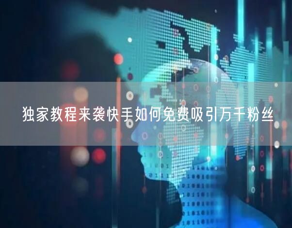 独家教程来袭快手如何免费吸引万千粉丝