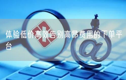 体验低价高效告别高昂费用的下单平台