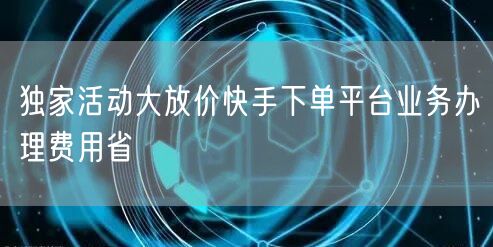 独家活动大放价快手下单平台业务办理费用省