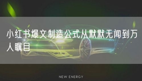 小红书爆文制造公式从默默无闻到万人瞩目